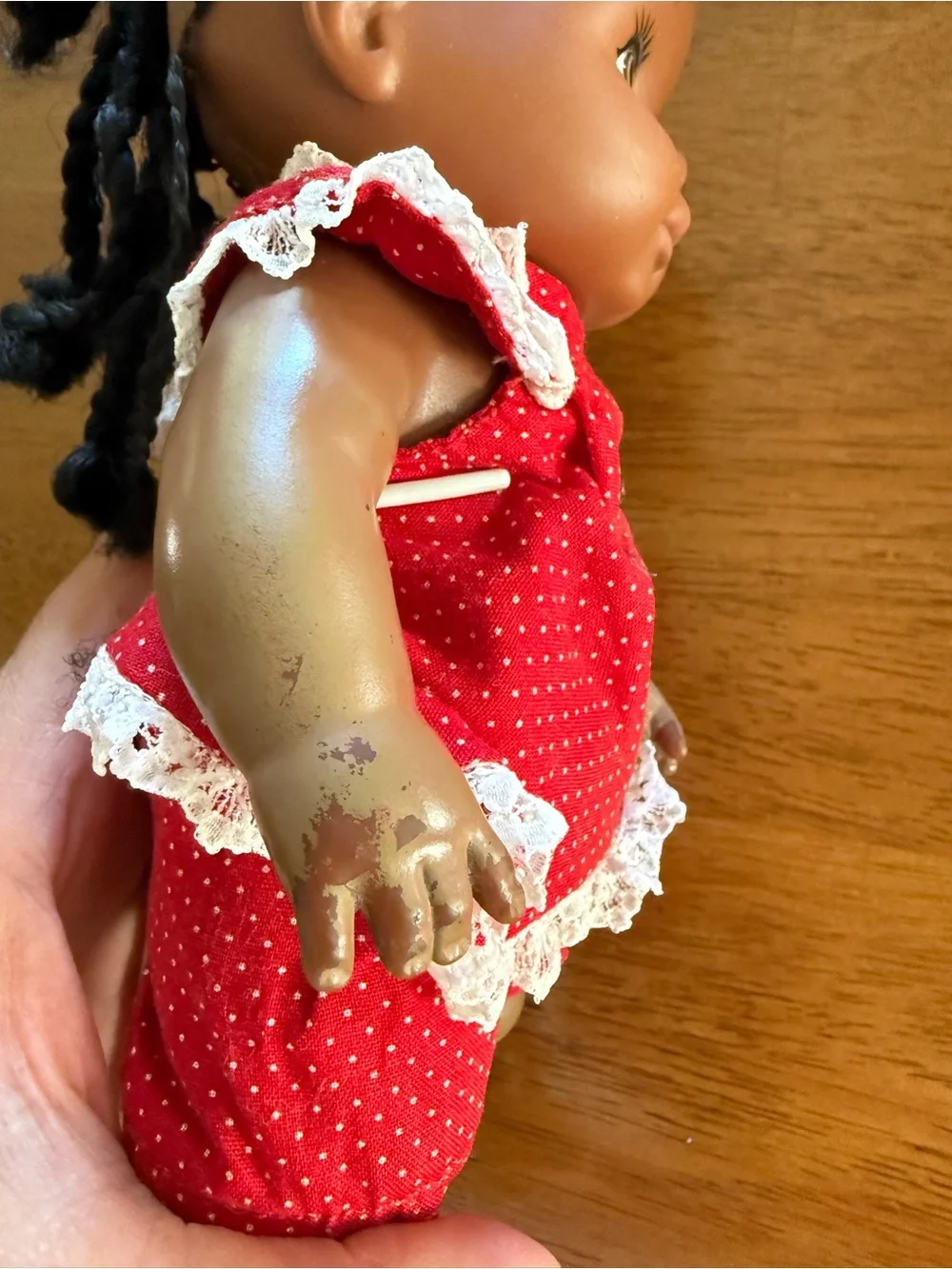 Black baby 1975 SHINDANA AFRICAN AMERICAN DOLL braids red outfit as is